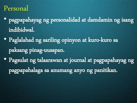 Personal na Wika (Kahulugan at Halimbawa) .
